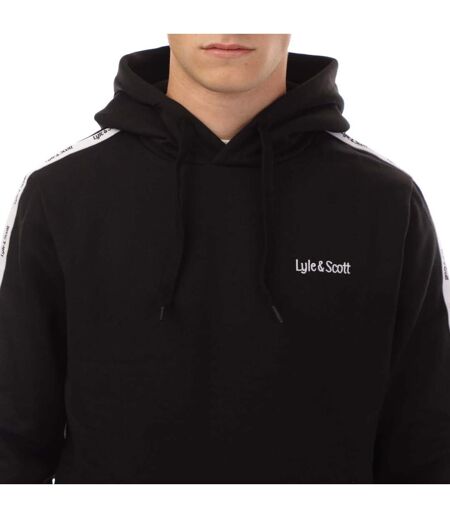 Mens Tape Hoodie Black Lyle & Scott