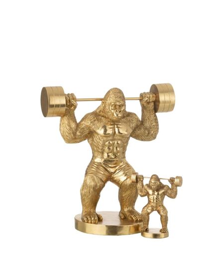 Statue Gorille en Résine Haltérophilie 62cm Doré