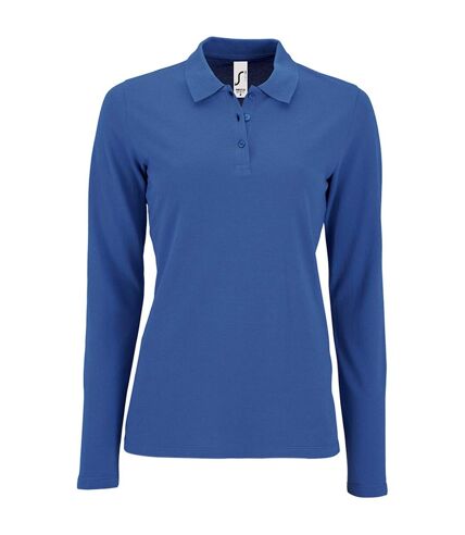 SOLS Womens/Ladies Perfect Long Sleeve Pique Polo Shirt (Royal Blue)