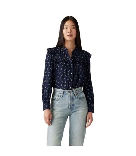 Blouse Manches À Volant Motif/style Floral Gianna Femme Bleu Marine Levis