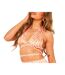 Womens/ladies Zebra Print Halter Top Orange Missy Empire-2