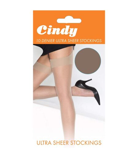 Cindy Womens/Ladies 10 Denier Ultra Sheer Stockings (1 Pair) (Paloma Mink)