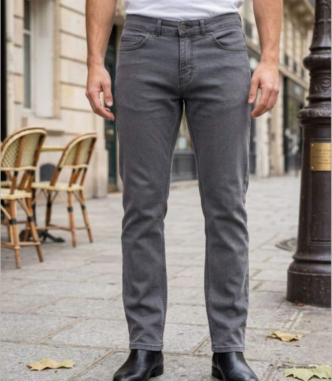 CHALLENGER M759 — Jean 5 poches extensible gris : le confort stretch urbain-1