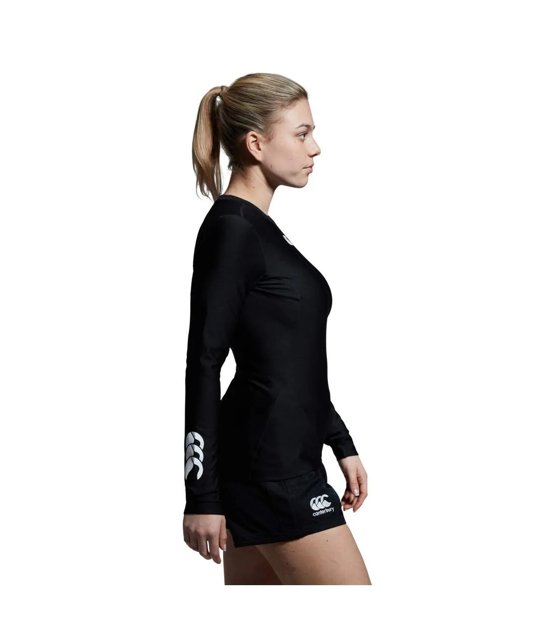 Womens/ladies Thermoreg Long-sleeved Top Black Canterbury-4