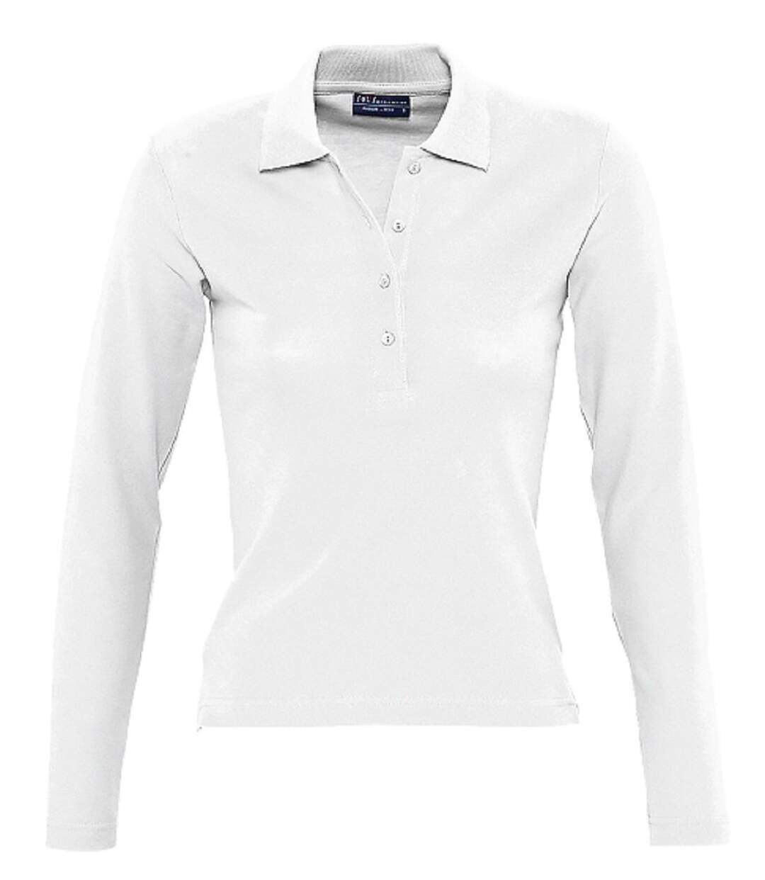 Polo manches longues - Femme - 11317 - blanc-1