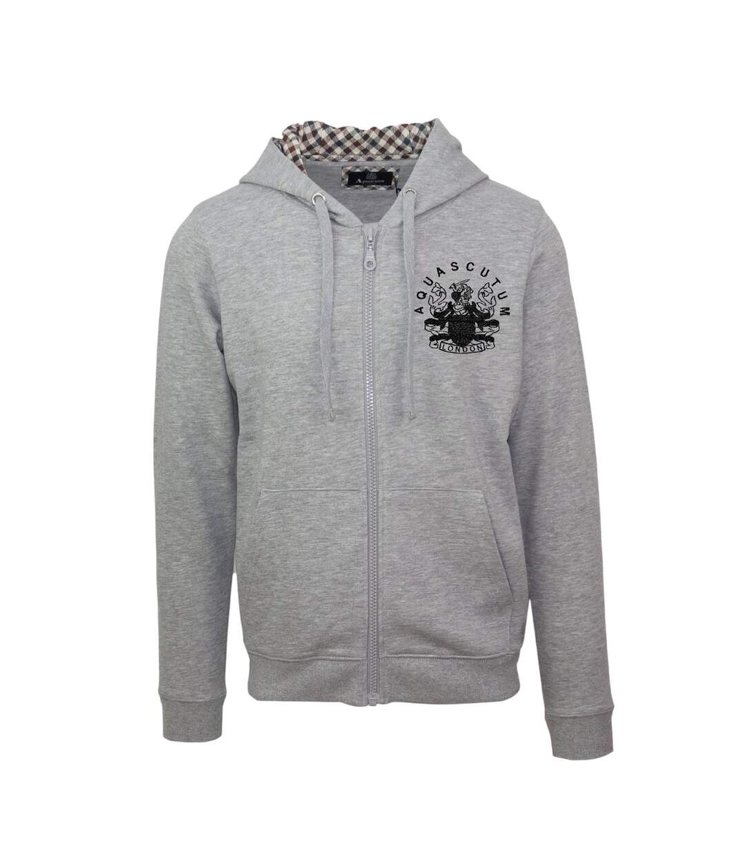 Mens Relaxed Fit Full Zip Hoodie Grey Aquascutum-1