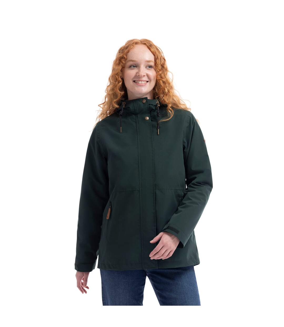 Veste Imperméable Longue À Capuche 3-en-1 Kamila Femme Vert Foncé Trespass-4