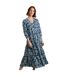Womens/ladies lainey all-over print seersucker midi dress aquamarine Weird Fish-3