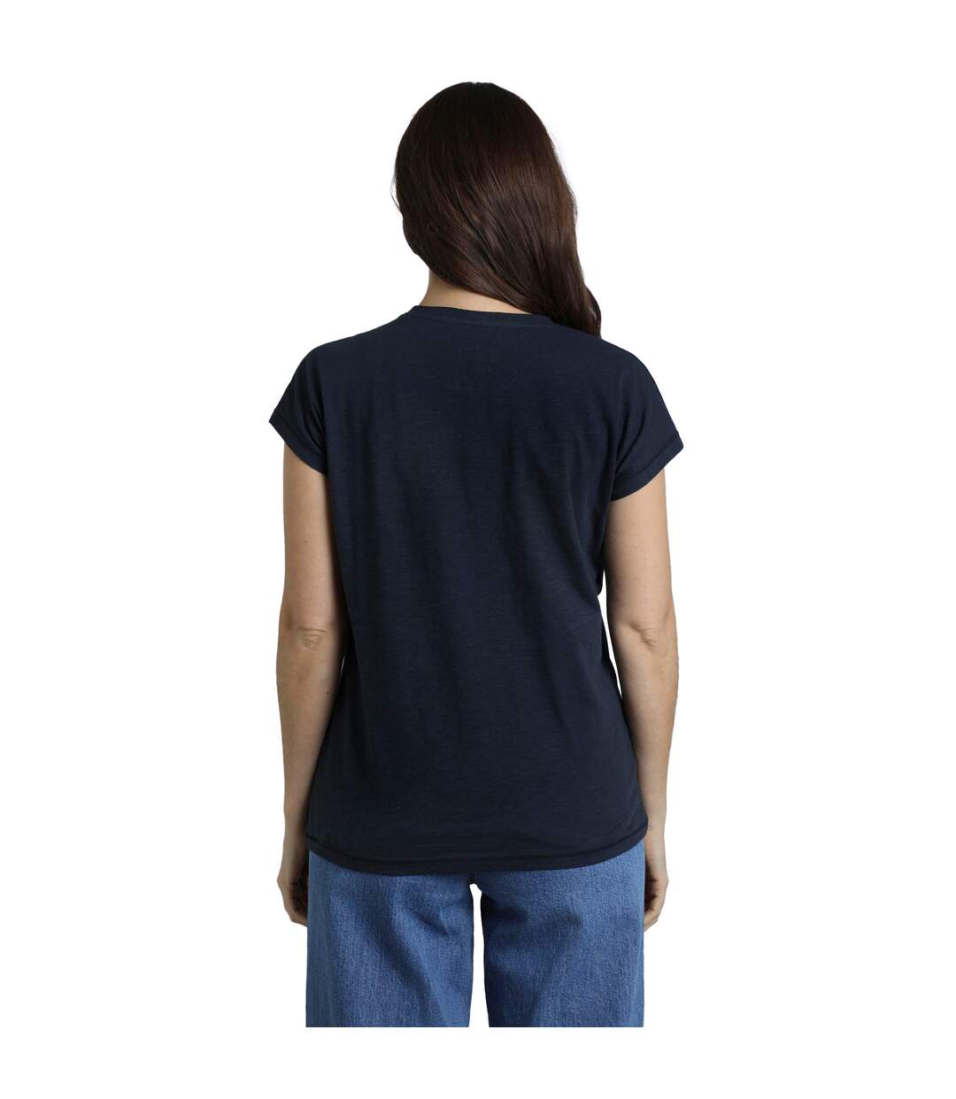 Womens/ladies lead the way organic cotton t-shirt navy Weird Fish-3