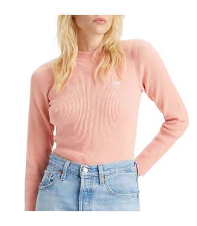 Womens/ladies Ribbed Crew Neck Sweatshirt Pink Levis