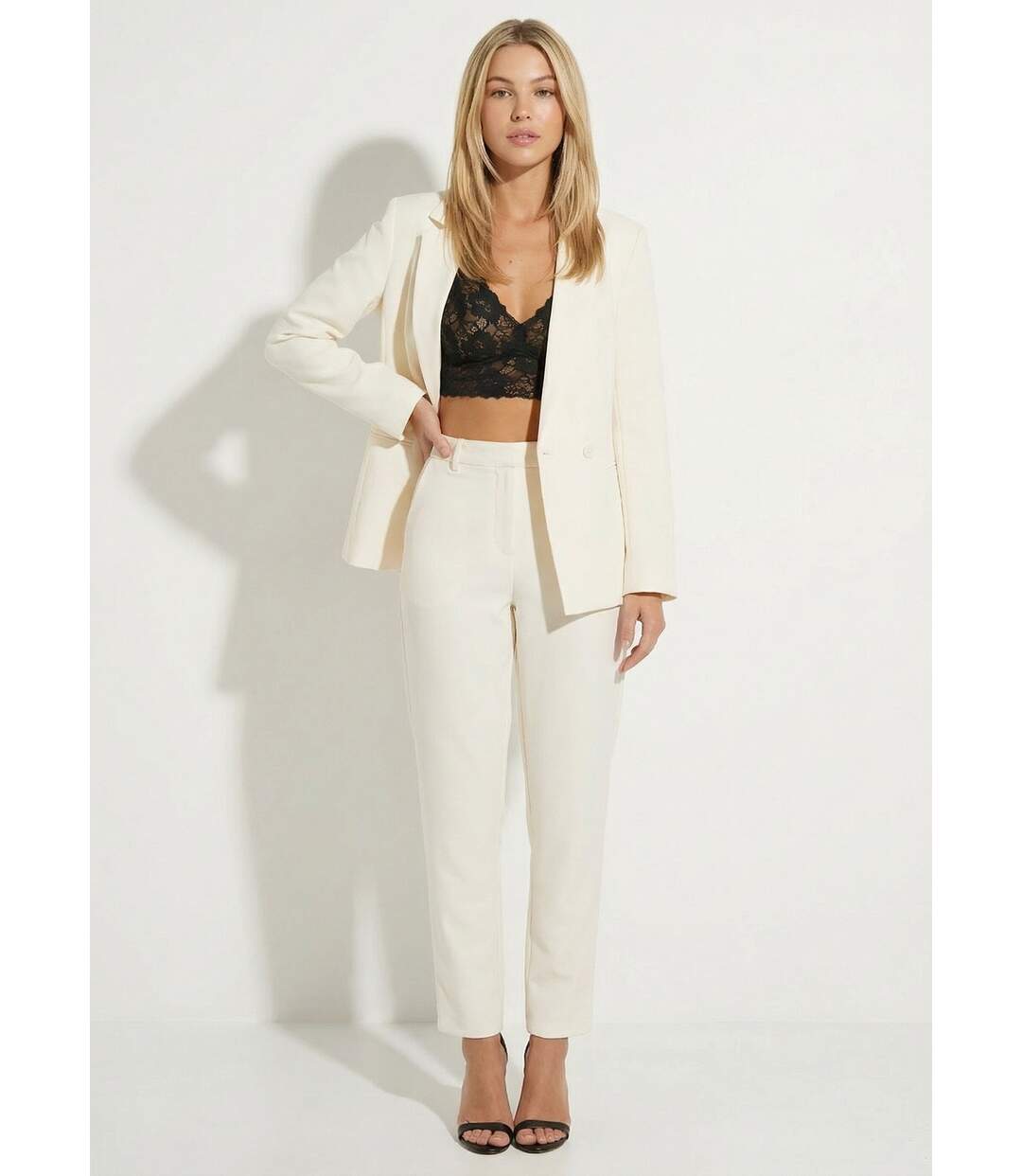 Veste tailleur unie fluide double boutonnage-3
