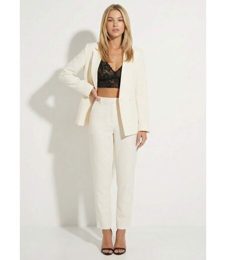 Veste tailleur unie fluide double boutonnage