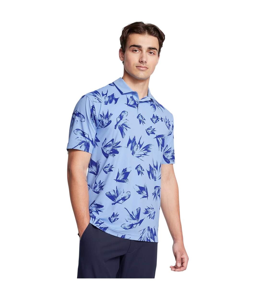 Mens Floral Pattern Polo Shirt Blue Under Armour-4