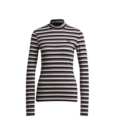 T-shirt Noir/Mauve/Blanc Femme Adidas Long Sleeve - L