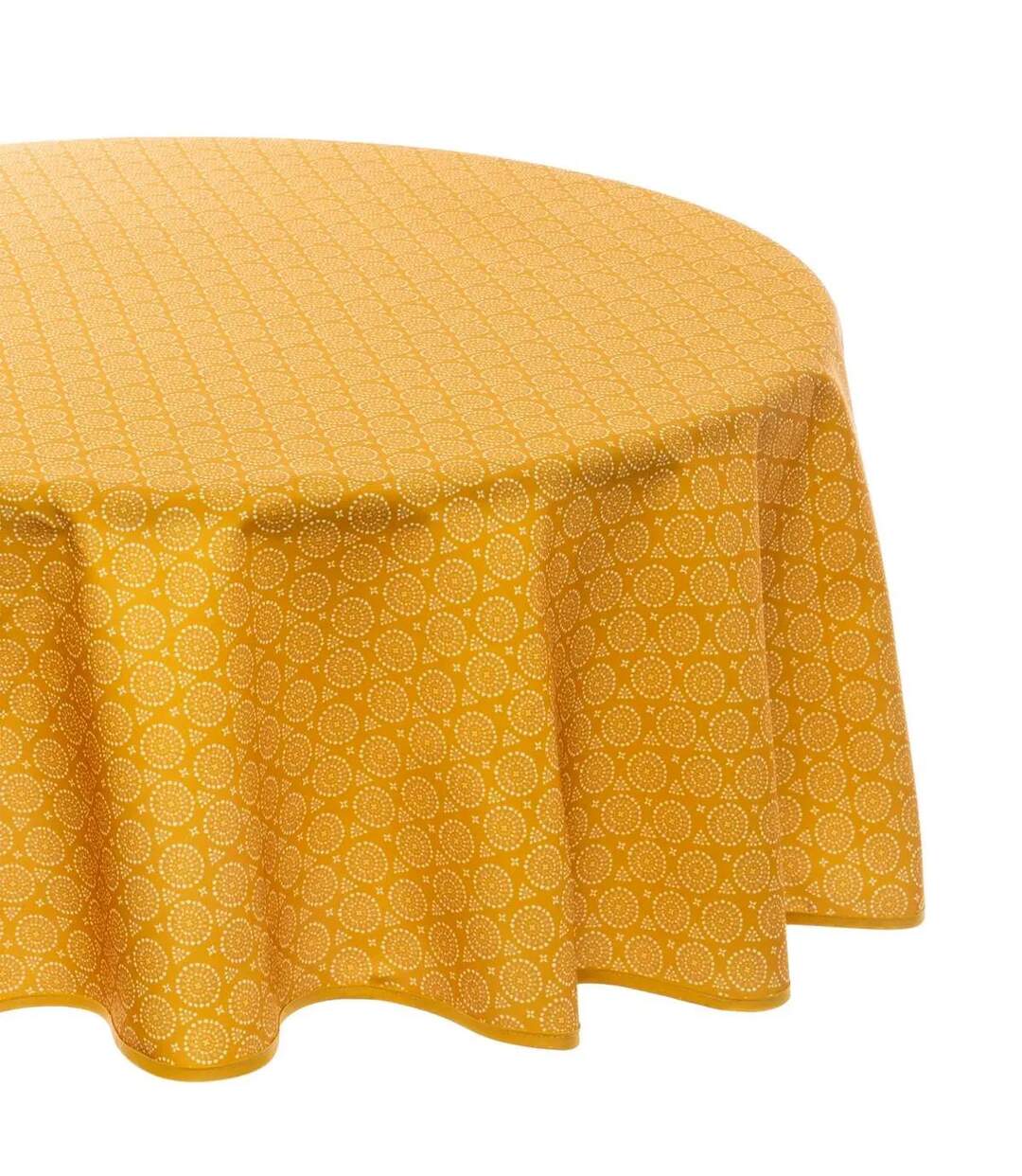 Nappe Ronde Imprimé Ethnika 180cm Jaune-1