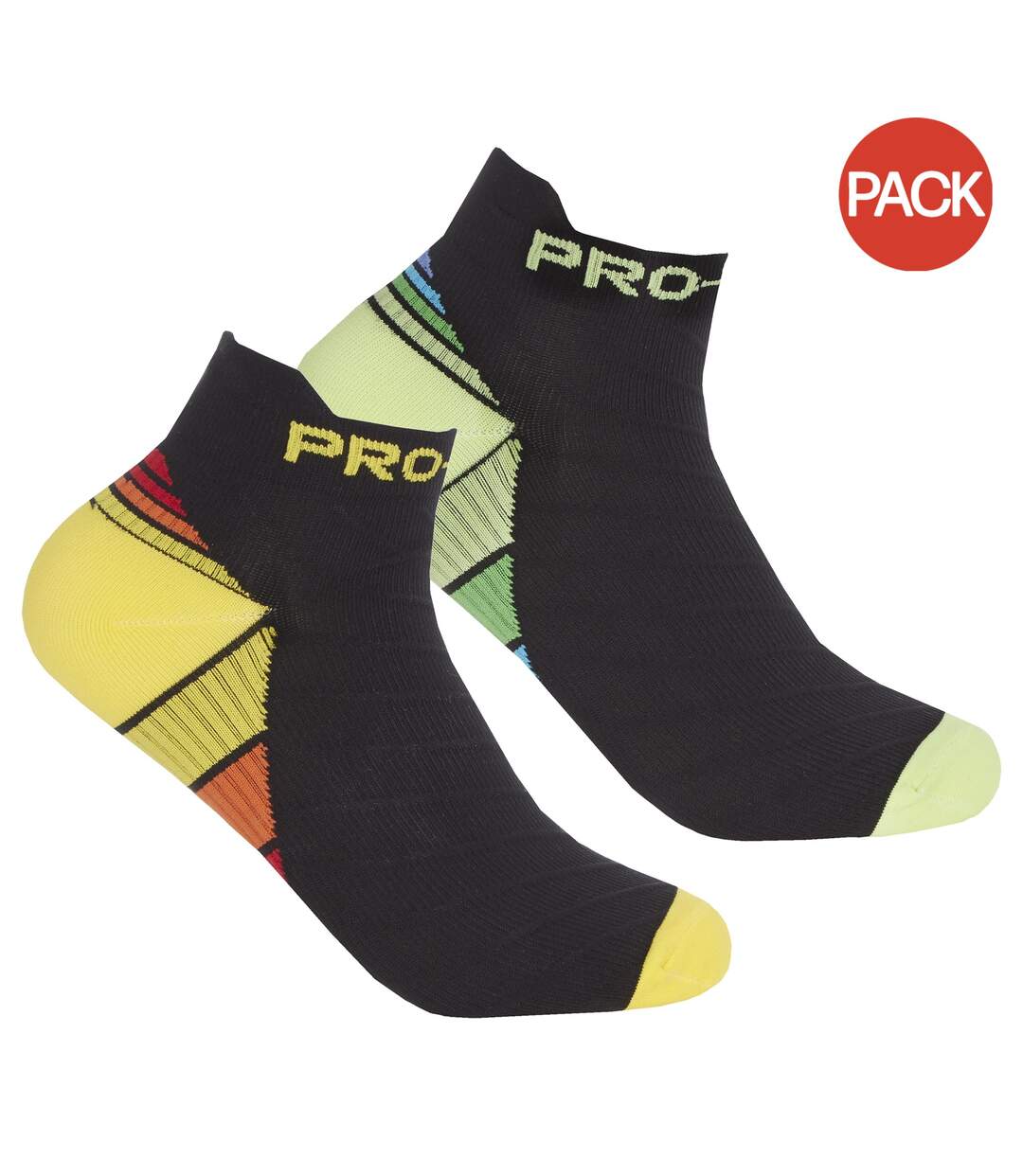 Pack of 2  Womens/ladies compression trainer liner socks  yellow/red/orange Pro-Tonic-1