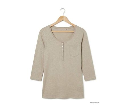 MAYFLOWER DIMITRI2 - Tee-shirt manches 3/4 beige : authenticité et confort pur coton