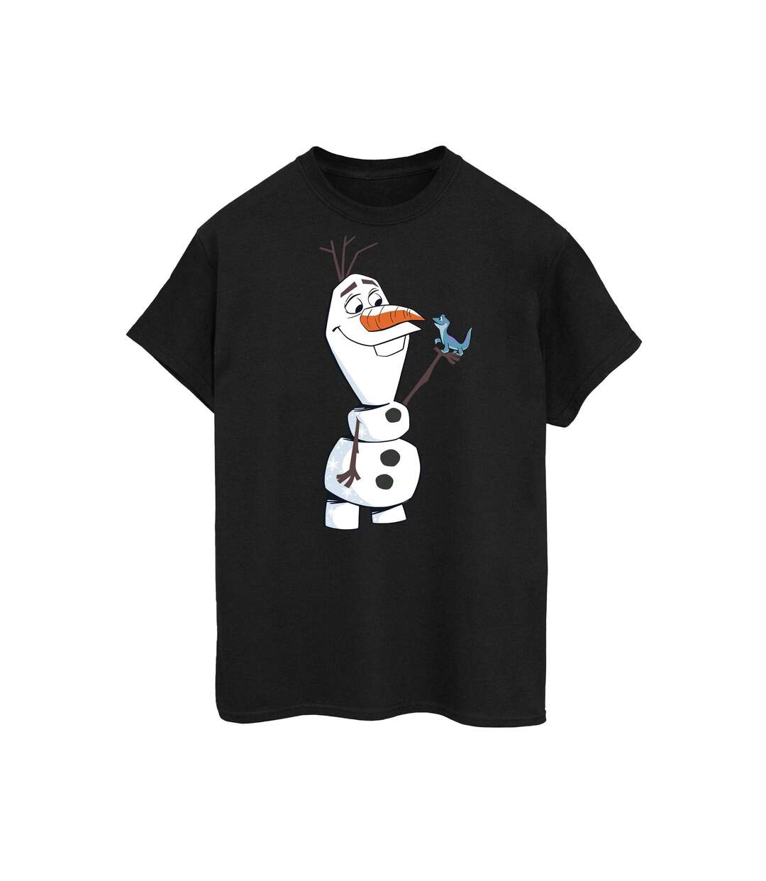 Disney Womens/Ladies Frozen 2 Olaf And Salamander Cotton Boyfriend T-Shirt (Noir) - UTBI47677-1