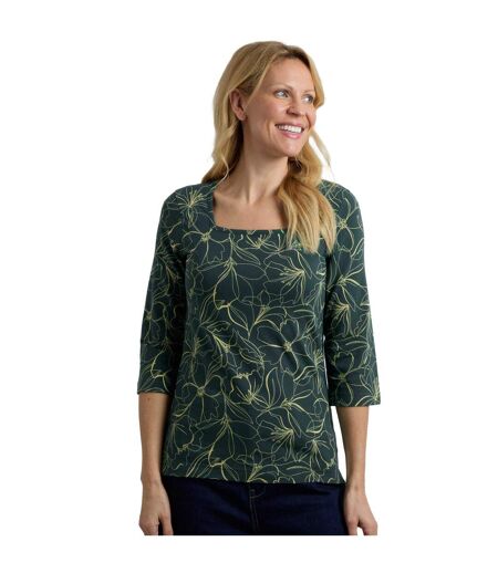 Womens/ladies wyman printed square neck t-shirt forest green Weird Fish