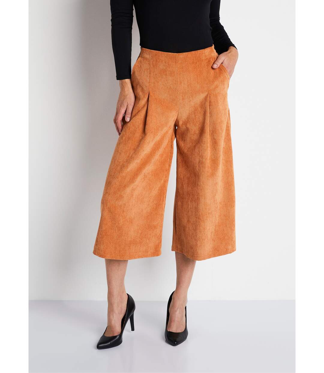 Jupe-culotte longue velours milleraies-1