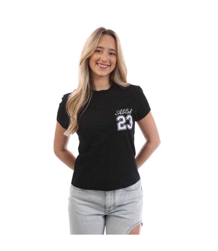 Womens/ladies Abloh Embroidered T-shirt Black White Off White