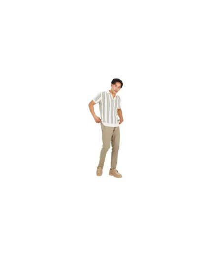 Polo Motif/style Rayé Homme Crème Gris Clair Vert Moyen Brave Soul