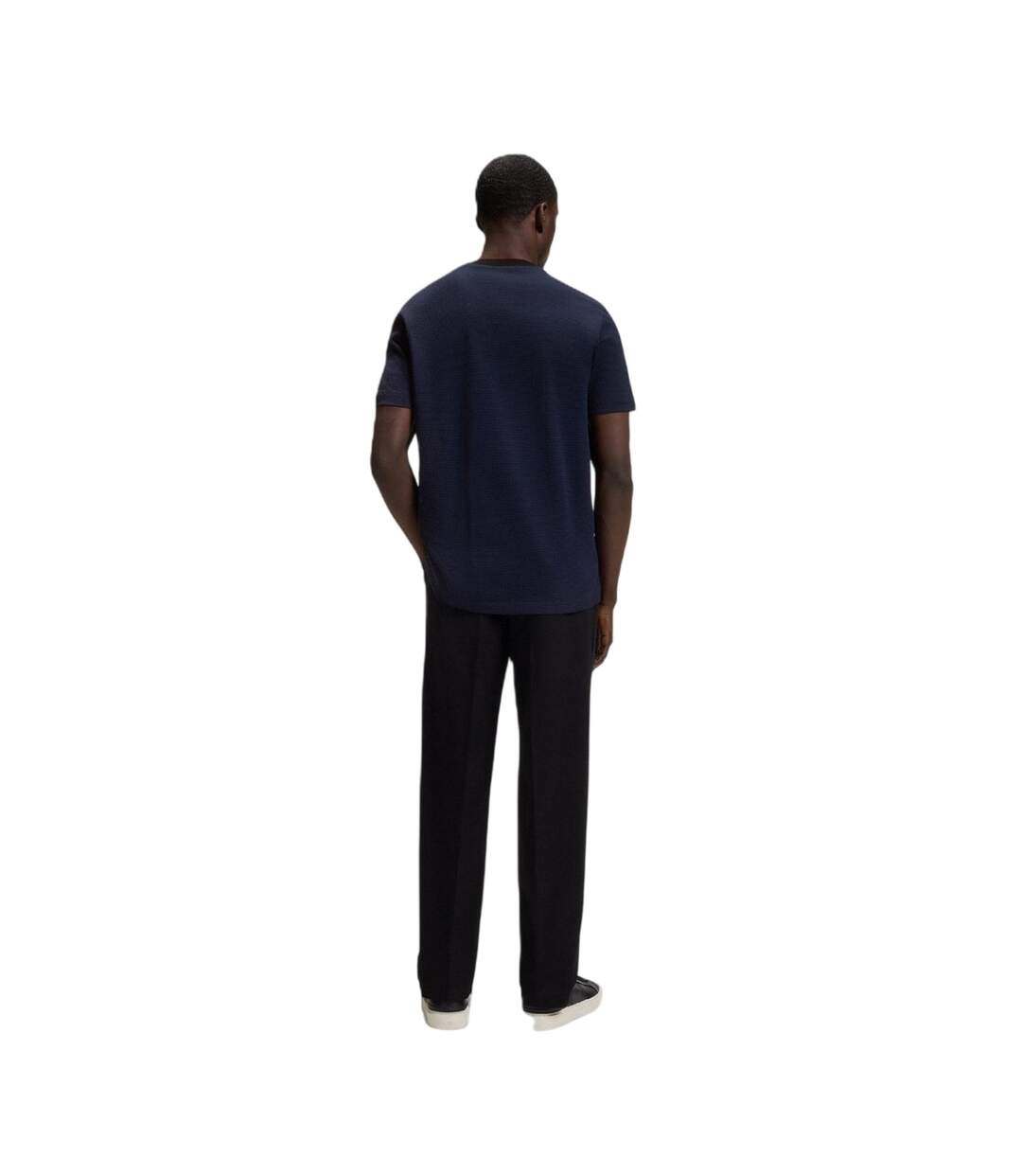 Mens C-thompson Ribbed Collar T-shirt Dark Blue Boss-2