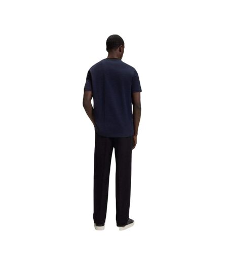 Mens C-thompson Ribbed Collar T-shirt Dark Blue Boss