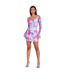 Womens/ladies Floral Mesh Mini Dress Blue Print Missy Empire-1