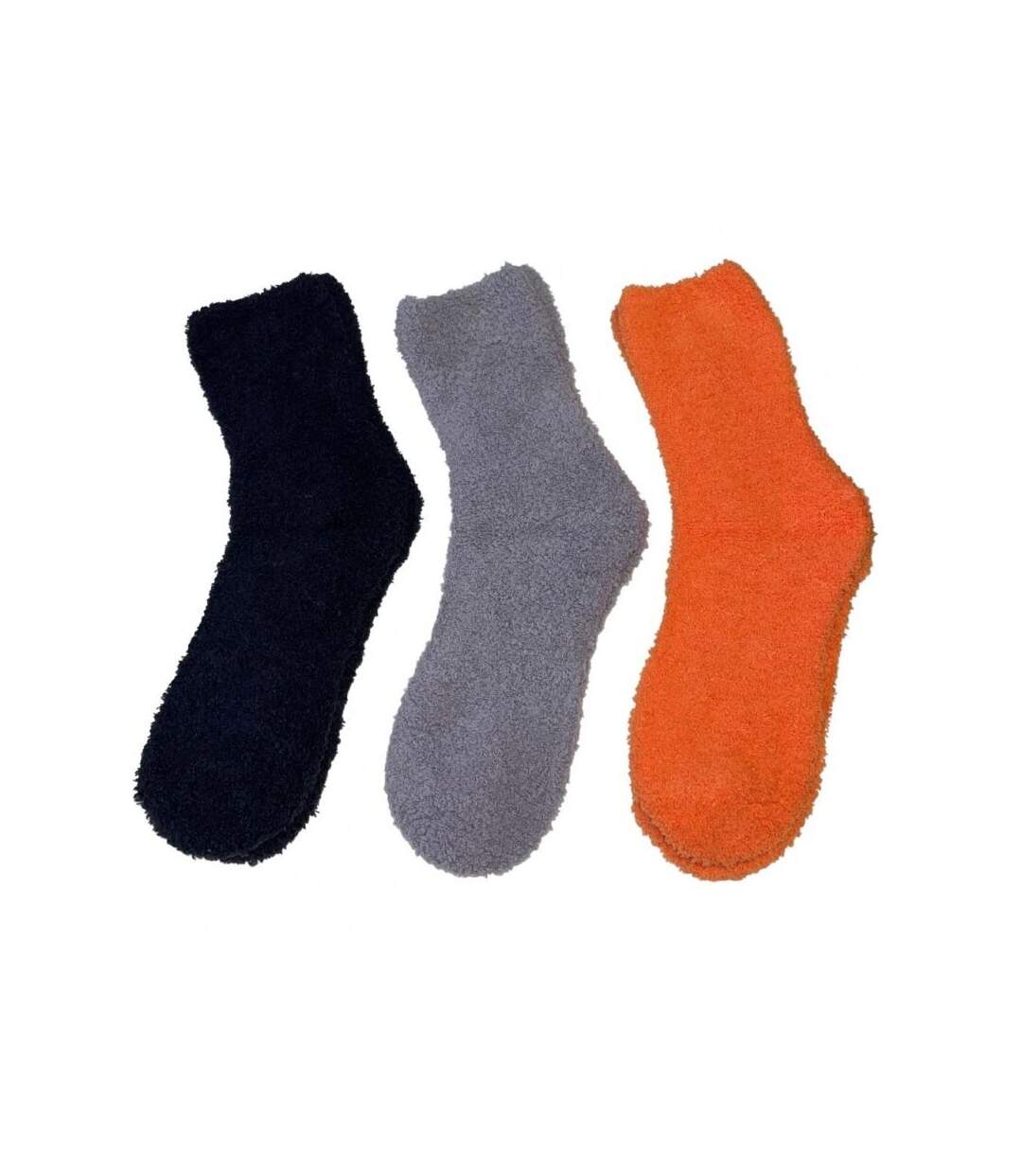 TWINDAY Lot de 3 paires de Chaussettes Femme Microfibre DOUBRIL Orange Gris Marine-1