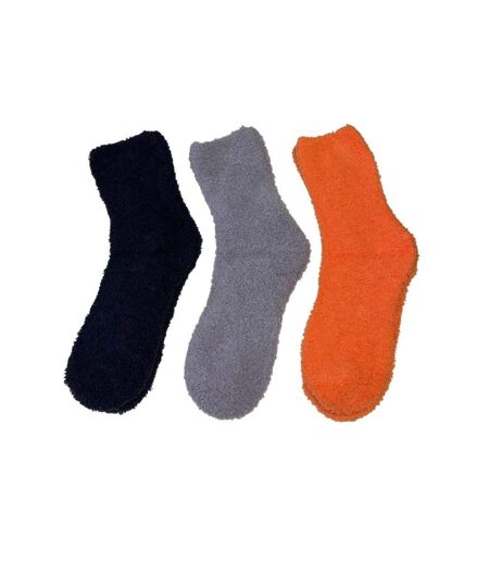 TWINDAY Lot de 3 paires de Chaussettes Femme Microfibre DOUBRIL Orange Gris Marine