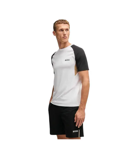 T-shirt Manches Raglan Motif/style Blocs De Couleurs Homme Blanc Boss