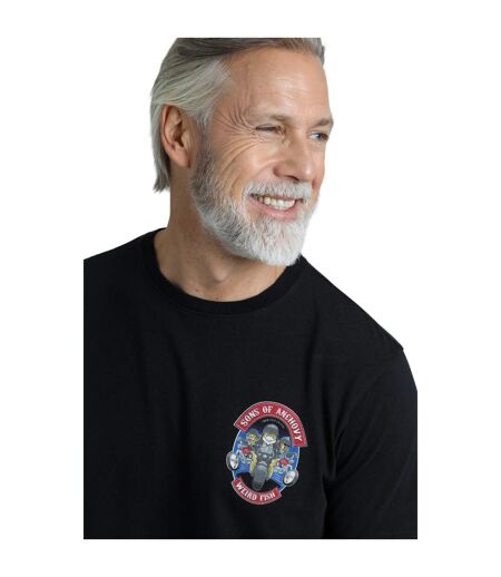 Mens sons of anchovy back print t-shirt black Weird Fish