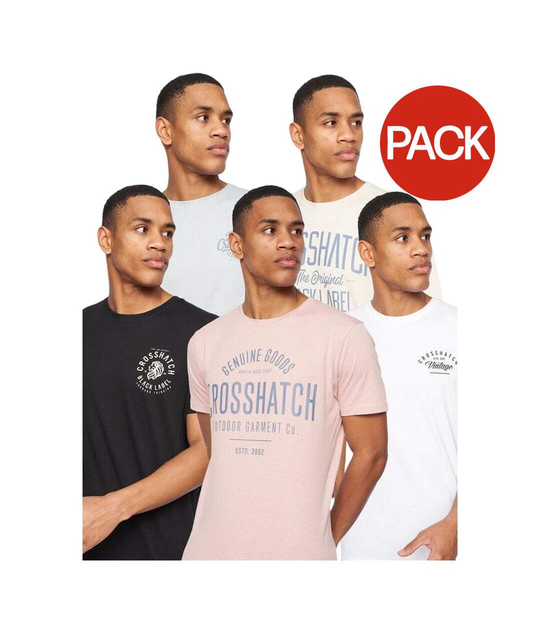 Pack of 5  Mens fermal t-shirt  multicoloured Crosshatch-1