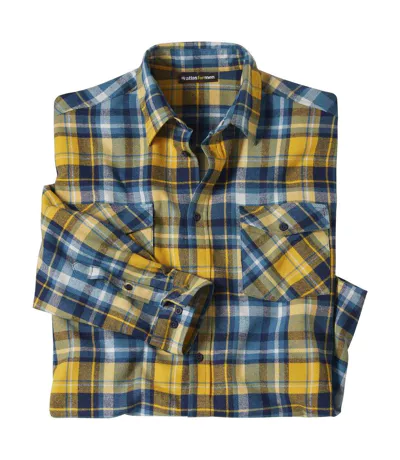 Atlas For Men Chemise en flanelle à carreaux pour hommes (Bleu/Jaune) - UTAF1652