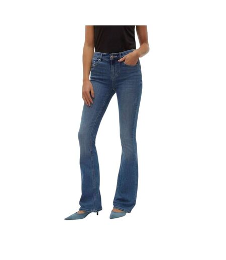 Womens/ladies Li347 Denim Flared Jeans Mid Blue Vero Moda