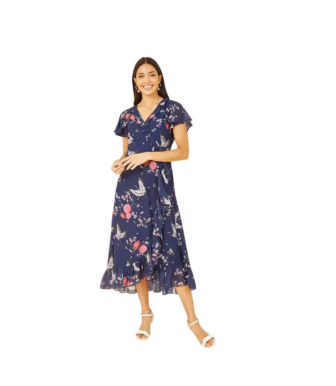 Robe Portefeuille Motif/style Grue Femme Bleu Marine Yumi-4