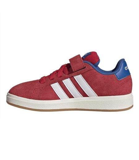 Childrens/kids Grand Court Leather Flat Trainers Ruby Red Adidas