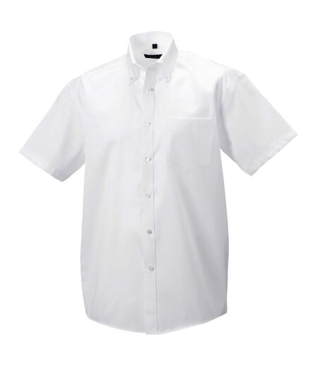 Russell Collection Mens Short Sleeve Ultimate Non-Iron Shirt (White)
