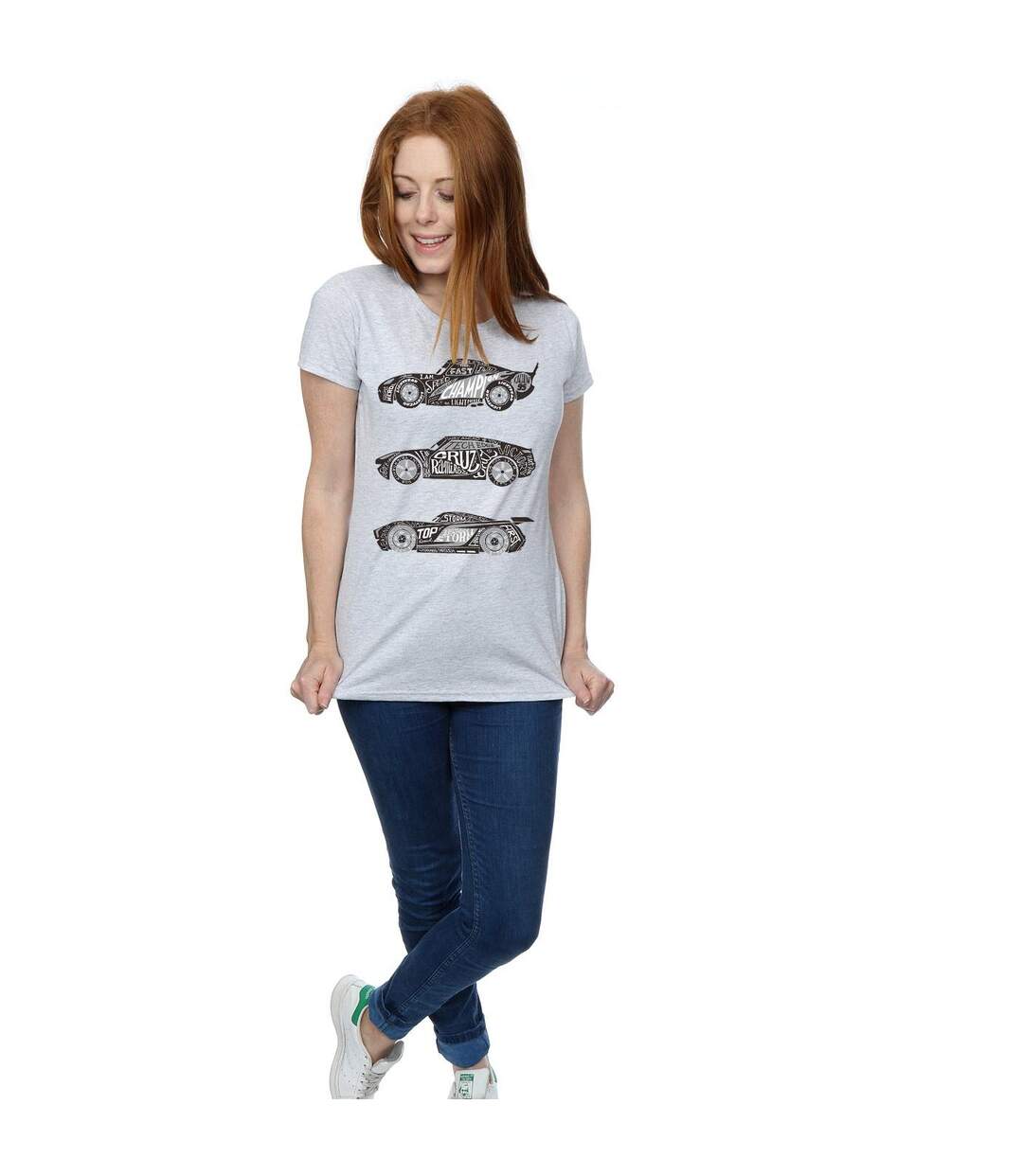 Disney - T-shirt CARS TEXT RACERS - Femme (Gris chiné) - UTBI13953-4