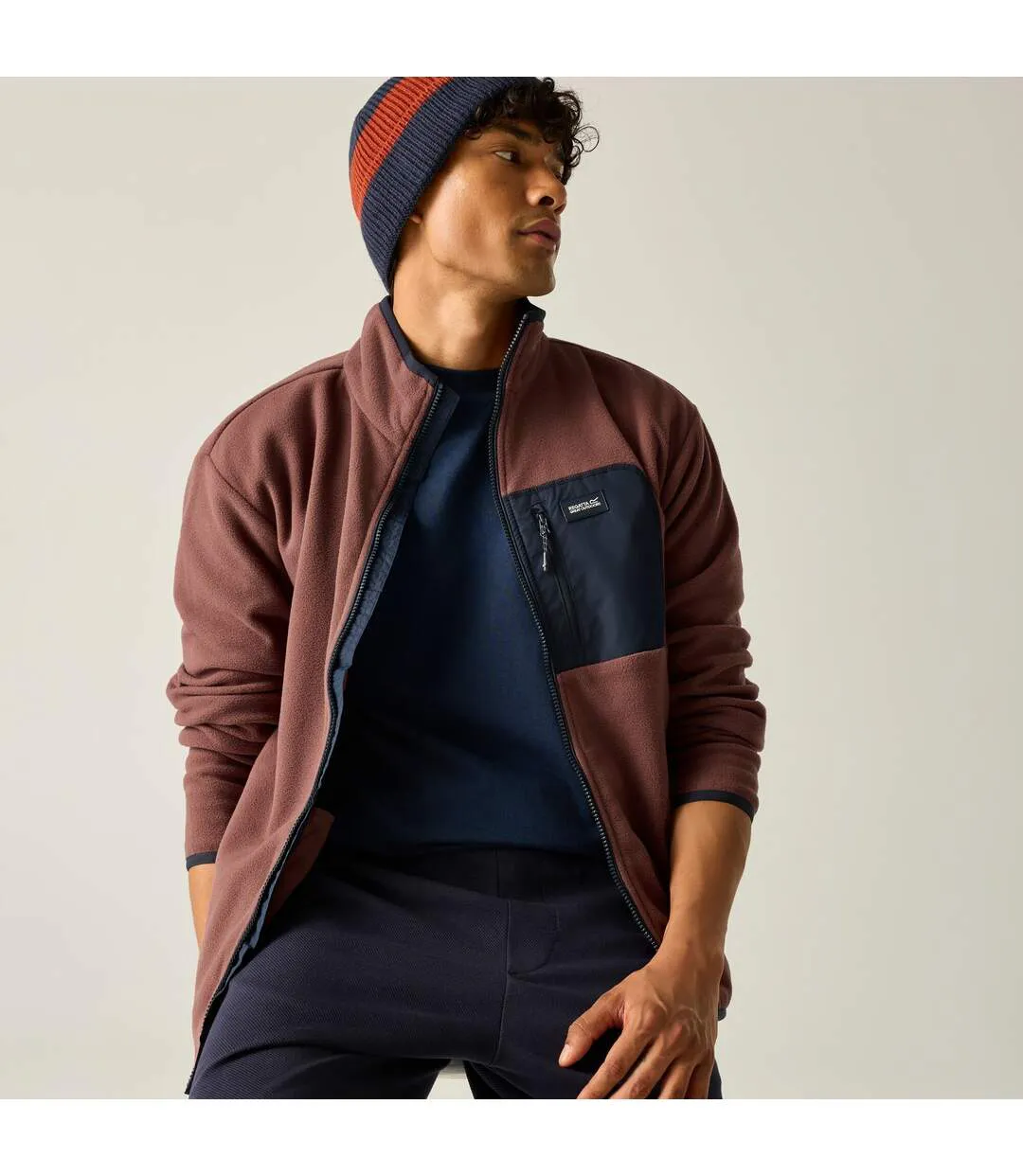 Mens Frankie Full Zip Fleece Jacket Dark Cherry Navy Regatta-2