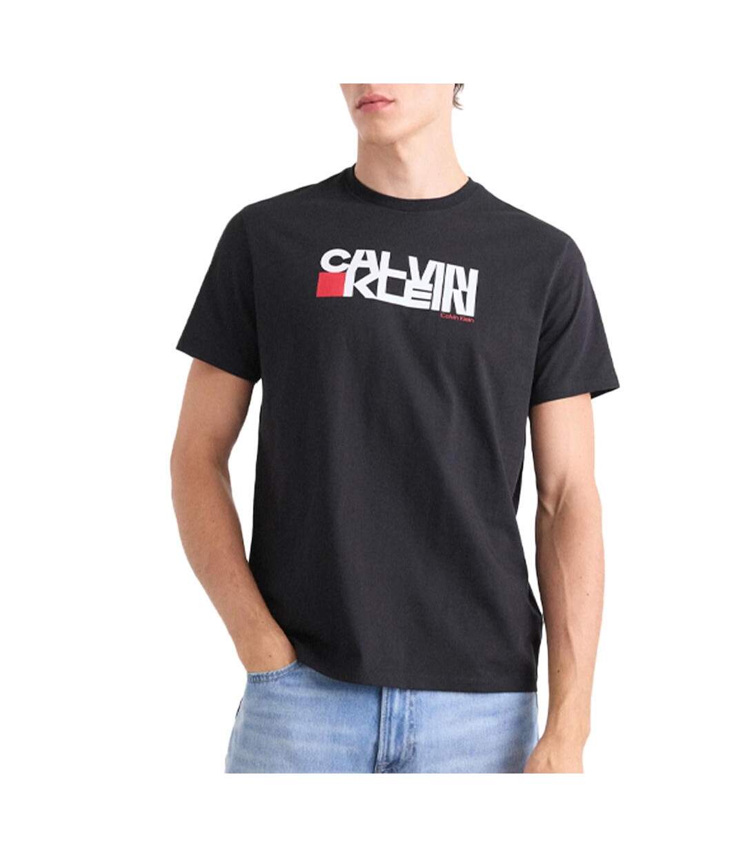 T-Shirt noir/rouge homme calvin klein jeans lv04rd814g-1