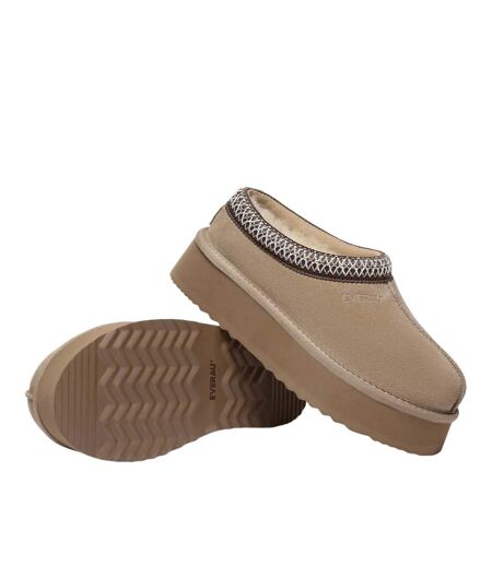 Womens/ladies Wonga Leather Slippers Sand EverAu