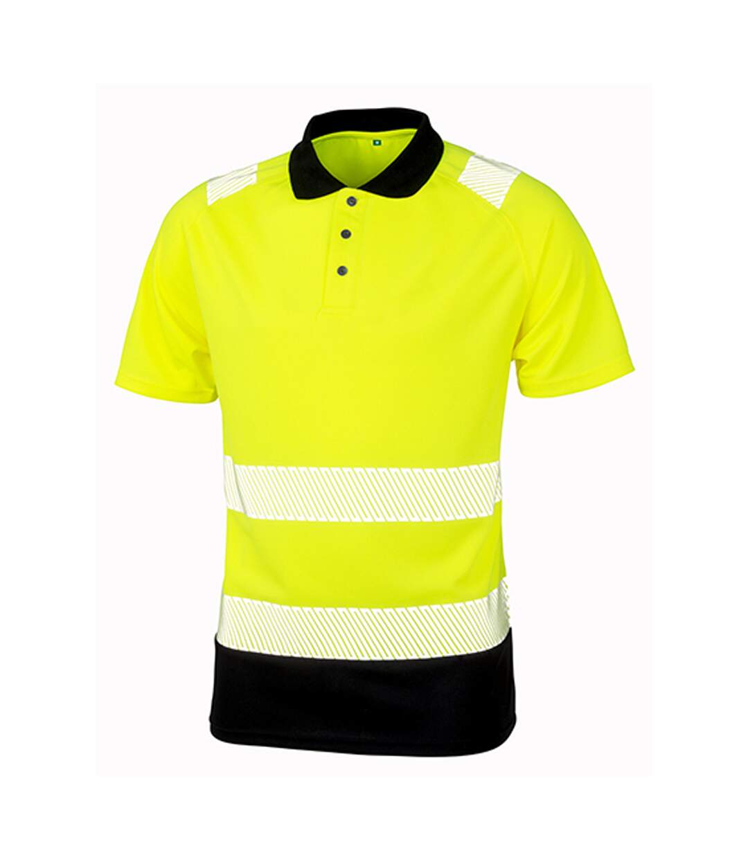 Polo Haute Visibilité Homme Jaune Fluo Noir Result Genuine Recycled-1