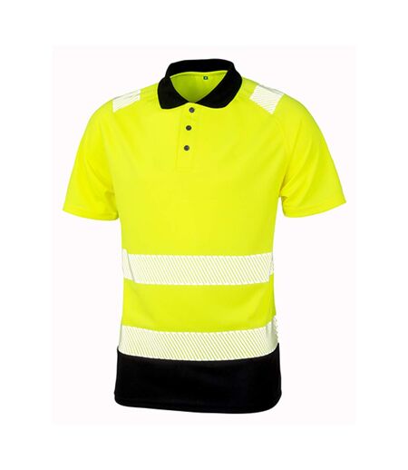 Polo Haute Visibilité Homme Jaune Fluo Noir Result Genuine Recycled