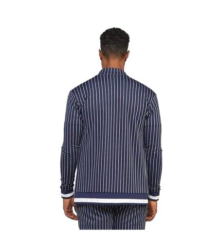 Mens Mock Neck Raglan Long-sleeved Athletic Track Top Navy SikSilk