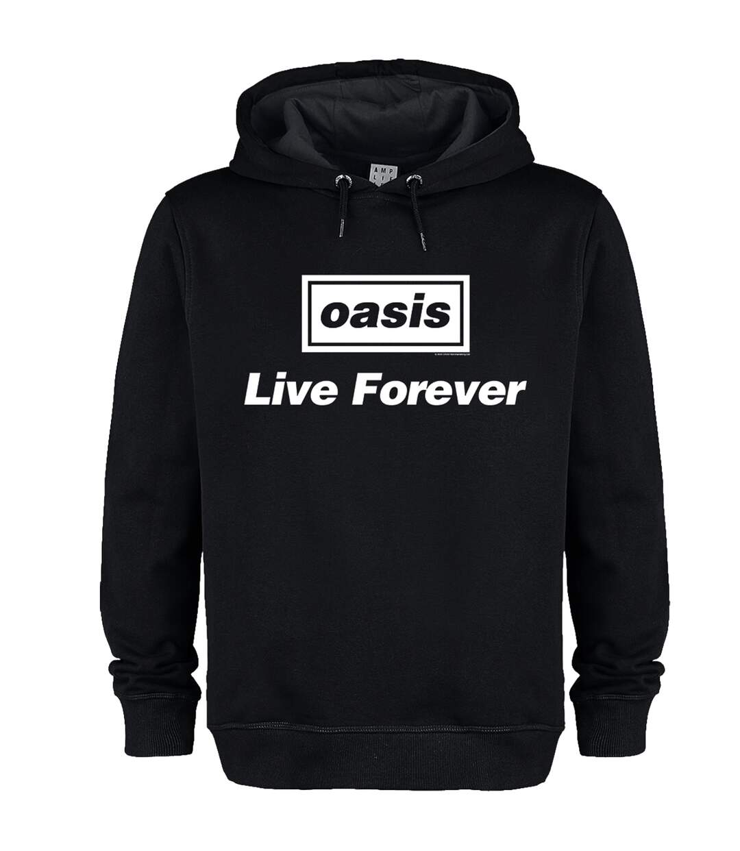 Unisex adult live forever title oasis hoodie black Amplified