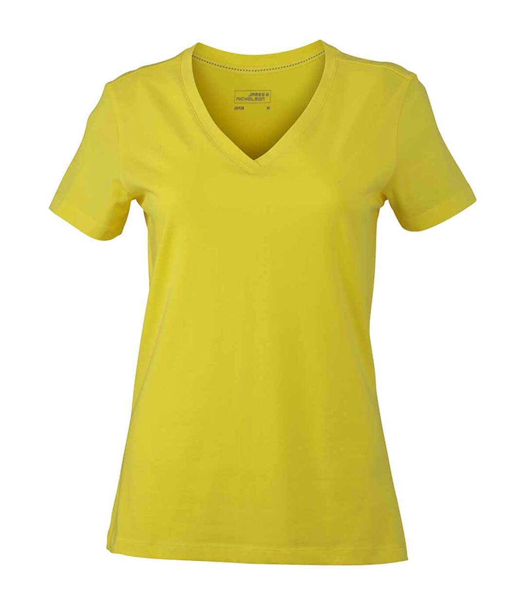 T-shirt col V - extensible - JN928 - JAUNE - femme - manches courtes