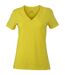 T-shirt col V - extensible - JN928 - JAUNE - femme - manches courtes