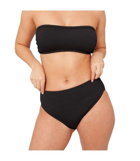 Womens/ladies Textured High Waist Bikini Bottoms Black Be You